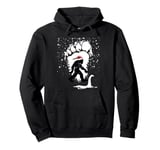 Funny Bigfoot Christmas Loch Ness Santa Hat Snowflakes Xmas Pullover Hoodie