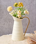 Élégant Pot à Fleurs en métal Blanc crème, Vase pichet galvanisé de Ferme, Pot à Lait décoratif Rustique pour Fleurs