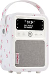 Monty Radio DAB Plus/DAB avec Bluetooth, FM et Radio Réveil Fonction - Alimentée par Secteur et Batterie Radio Portable avec Antenne, Prise Casque et Port USB - Cath Kidston Rose Éparpillée