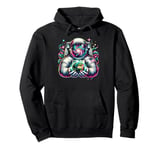 Astronaut Holding Earth with Swirling Galaxy Helmet Design Pullover Hoodie