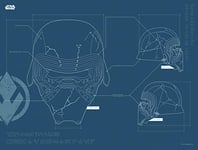 Poster d'art Mural, 40cm x 30cm, Star Wars Casque Kylo EP9 Blueprint