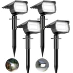 Lot de 4 Spot Solaire Exterieur, Btfarm 72 LED Lampe Solaire Etanche IP65, Lumiere Solaire avec 3 Modes d'Éclairage, Réglable 120° Projecteur Solaire Extérieur pour Jardin Allée Chemin Blanc Froid