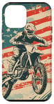 Coque pour iPhone 12 mini Vintage Motocross Drapeau Américain Dirt Bike Rider