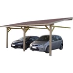 Carport monopente mural en bois HABRITA - 3,90 m x 5,86 m - surface extérieure : 22,85 m2