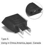 Adaptateur de prise de voyage EU à US JP,convertisseur de prise électrique,prises de courant,prise de chargeur AC,États-Unis,Japon,Chine - Type black #A