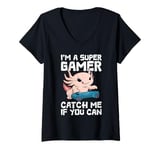 Womens Gaming I'M A SUPER GAMER CATCH ME IF YOU CAN Children V-Neck T-Shirt