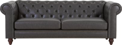 Skånska Möbelhuset Royal Chesterfield 3-sits soffa mörkbrunt konstläder