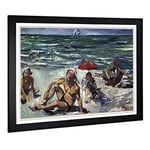 Big Box Art Framed Print of Lovis Corinth The Beaches of Forte del Marmi Design | Wall Art Picture | Home Decor for Kitchen, Living Room, Bedroom, Hallway, Black, A2 / 24.5x18 Inch / 62x45cm