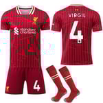 2024-2025 Liverpool Hemma Barn Vuxen Fotbollströja Med Sockor No.4 Virgil No.4 Virgil M