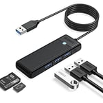 USB 3.0 Hub, ORICO USB Hub with SD/TF Card Reader, 3 USB 3.0 Ports,USB Splitter USB Expander for Laptop, Xbox, Flash Drive, HDD, Console, Printer, Camera,Keyborad, Mouse(1.8M,Black)