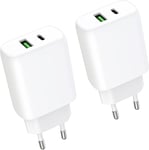 30w Usb C Rapide Chargeur 2-Pack, 2-Ports Usbc Prise Mural Type C Secteur Adaptateur Alimentation Pour Iphone 14/14 Pro /14 Pro Max /14 Plus /13/12 /11 /Se/X/Xs/Xr Samsung Etc[Cdq090164]