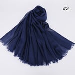 Dam Scarf Sjal 2022 Bomull Linne Enfärgad Tr Bomull Koreansk stil 2# navy blue 190cm