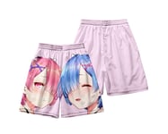 1PCS Swimming Shorts Mens Anime Ram Rem Re：Life In A Different World From Zero 3D Print Funny Hawaiian Beach Trunks Surf Gym With Pockets For Summer Beach Holiday XXL