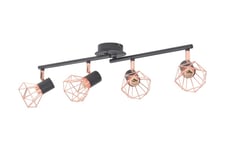 Be Basic Taklampe med 4 spotlys E14 svart og kobber - Svart