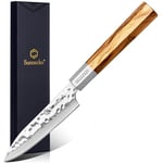 Sunnecko Paring Knife for Fruit - 4.5 Inch Small Kitchen Knife with Japanese High Carbon Steel 440C Blade Fruit Knife, Utlity Knife with Olivewood Handle Peeling Knife