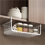 Panier de rangement sous étagère polyvalent tout en métal, panier métallique pour cuisine, bureau, garde-manger, bibliothèque l blanc