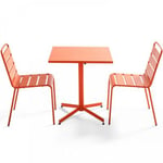 Ensemble table de jardin carrée et 2 chaises métal orange Palavas  Oviala