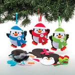 Baker Ross Kits de décorations Pingouins à Coudre (Paquet de 3) - Loisirs créatifs de Noël pour Enfants, Bleu,Vert,Rouge