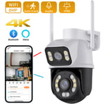 Merkmak - Camera de surveillance exterieure 8MP ptz WiFi 2.4GHz Prise reseau RJ45 Double Objectif Ecran ai Suivi Automatique Detection humanode