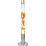 Lampe à lave xxl Alan H:76 cm au design rétro cire orange liquide transparent G9 lampe sur pied - Orange, transparent, argent