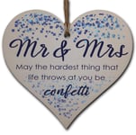 Handmade Wooden Hanging Heart Plaque Gift for the Perfect Newly Wed Couple