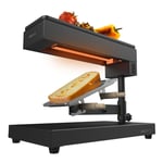 Appareil à raclette traditionnelle Cecotec Cheese&Grill 6000 Noir - 600W, Fonction gril, Acier inox, 2 Spatules en Bois, Thermostat réglable