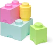 Room Copenhagen Lego Memory Block Multi Pack 4 Pieces, Storage Box (Light Green, Size L)