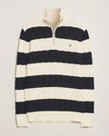 GANT Cotton Striped Cable Half Zip Evening Blue