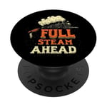 Cool Railroad with Full Steam Ahead Saying Costume PopSockets Adhesive PopGrip