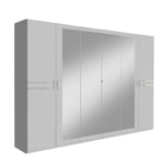 Armoire IDAHO 6 portes 4 miroirs  270 cm blanc