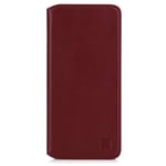 32nd Classic Series 2.0 - Real Leather Book Wallet Flip Case Cover For Motorola Moto G9 & G9 Play, Real Leather Design With Card Slot, Magnetic Closure and Built In Stand - Burgundy