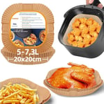 HONYAO Papier Cuisson Air Fryer 100 Pièces, 20x20 cm XXL Carré Paper Sulfurisé pour Friteuse a Air 5-7,3 L, Airfryer Parchemin Accessoires compatible avec Cosori Philips Cecotec Friteuse Sans Huileile