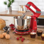 Stand Mixer by Quest Stainless Steel bowl- 6 Speed - Red - 34460