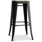 Tabouret de Bar - Design Industriel - Acier & Bois - 76cm - Stylix Noir