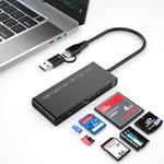 Lecteur Carte Sd Usb 3.0 & Usb C 3.1,Lecteur De Carte Mémoire 7 En 2,Lit 5 Cartes Simultanément,Prend En Charge 5 Gbit/S,Memory Stick Pro Duo Adaptateur Pour Sd/Sdxc/Sdhc/Micro Sd/ /Xd/Ms Card Reader