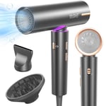 YASHE Sèche-Cheveux Ionique, Moteur Brushless de 110 000 tr/min, Sèche-Cheveux Professionnel avec Diffuseur et Concentrateur, 3 Vitesses, 4 Réglages de Chaleur, Bouton Froid, 1800W Séchage Rapide