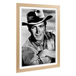 Big Box Art Framed Print of Clint Eastwood (1) Design | Wall Art Picture | Home Decor for Kitchen, Living, Dining Room, Lounge, Bedroom, Hallway, Office, Oak, A2 / 24.5x18 Inch / 62x45cm