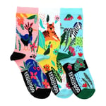 United Oddsocks Zebra Trio Mis-Matched Bright Animals UK 12-5.5 Kids Socks Gift