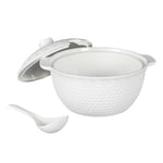 HOME DECO FACTORY, KA0279, Service à Soupe 9 Pièces en Porcelaine, Soupière 27L, Louche et 6 Bols, Design Épuré et Élégant, Idéal pour Dîners et Réceptions, Blanc, Taille: Standard