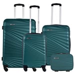 Ensemble de valises rigides 4 pièces valise cabine 56/moyenne 66/grande 76 cm et trousse 23 cm, vert