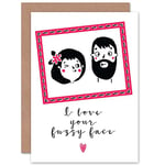 Wee Blue Coo Valentines Love Beard Cute Sweet Fuzzy Face Greetings Card Cp3253