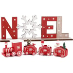 Train de Noël en Bois Lettre en Bois Ornement Bois Decoration Noël Table de Noël Boule de Noël Lettre Noël Cadeau Jouets Fenêtres Vitre Décoration