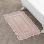 Laura Ashley Crochet Cotton 24x40 Bath Rug, Blush