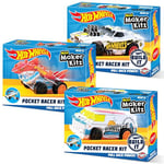 BLADEZ Hot Wheels Toyz Pocket Racer Maker Kitz 3 Pack - Build & Race Mini Cars - Pull-Back Motors for Turbo Performance & Easy Snap-Fit Assembly - Works on Hot Wheels Track - COLOURS WILL VARY