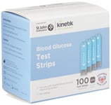 Kinetik Wellbeing Blood Glucose Test Strips, Pack of 100 - Compatible with