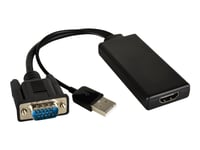 Kramer Adc-Gm/Hf - Adapter For Strøm/Lyd/Video - Usb, 15 Pin D-Sub (Db-15) Hann Til Hdmi Hunn - 25.4 Cm - Svart - Tommelskruer, Aktiv, 1080P-Støtte, Usb-Strøm + Lyd