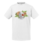 T-Shirt Enfant Squelette Fleurs Mexico Muerte Biologie Illustration Ancienne