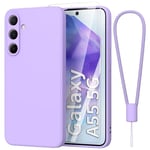 Fyriswho Coque pour Samsung Galaxy A55 5G + 1 Pièces Verre Trempé, Coque Galaxy A05S Souple Silicone Mince Étui Protection Anti-Rayures Housse pour Samsung Galaxy A55 5G (6.6") - Violet