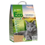 Croci Eco Clean Litter 20 L - Litière agglomérante pour chat, Biodégradable, se jette dans les toilettes, 100% végétale, Sable anti-odeur longue durée