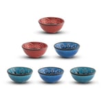 Bascuda® Small Ceramic Bowls Set of 6 | Small Snack Bowls for Tapas, Dessert, Nuts, Olive, Soy Sauce Dish, Dip Bowls, Ingredients | Decorative Moroccan Spanish Mexican House Warming Gifts | 8cm